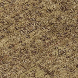 8' Brown And Taupe Round Floral Washable Indoor Outdoor Area Rug