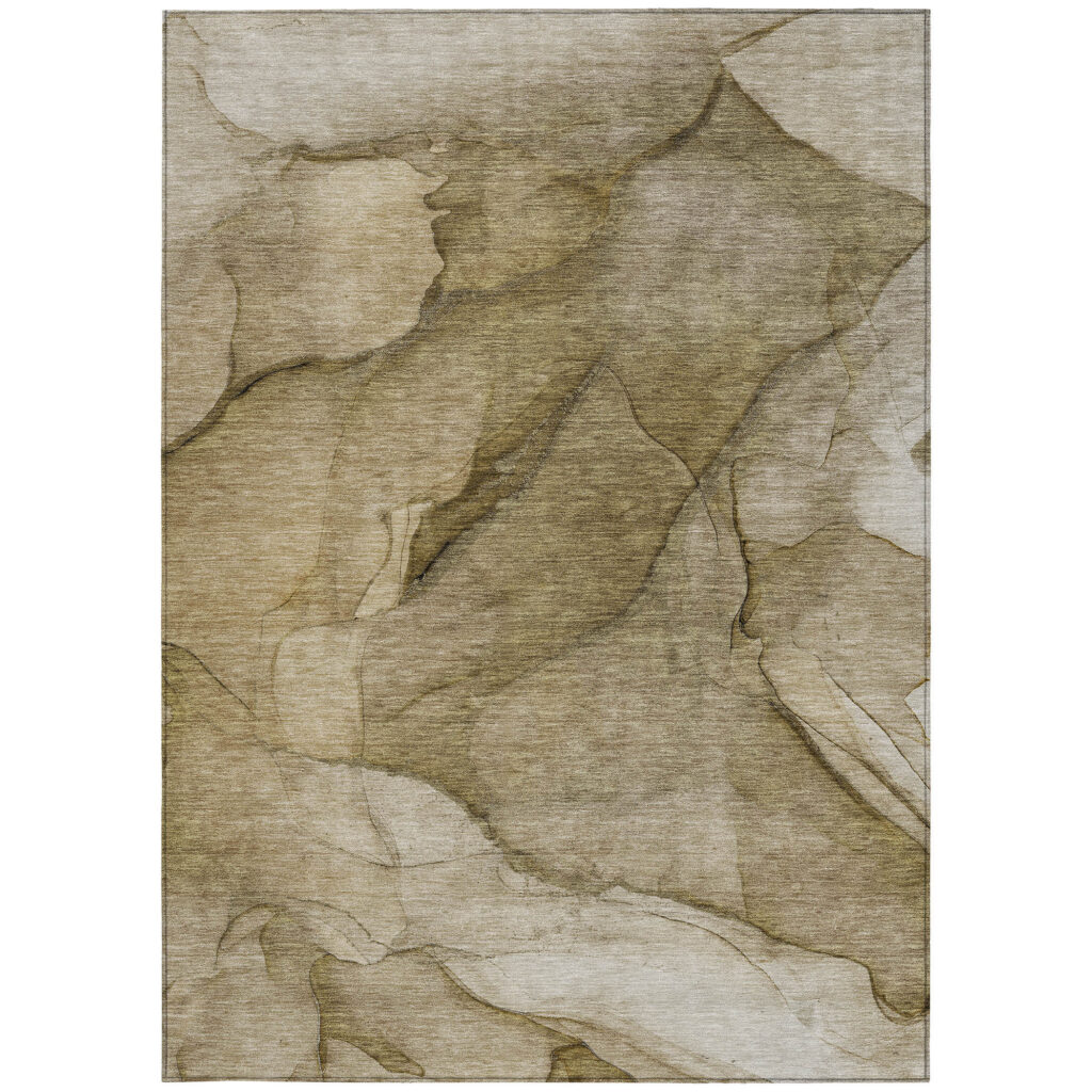 9' X 12' Brown Beige And Taupe Abstract Washable Indoor Outdoor Area Rug