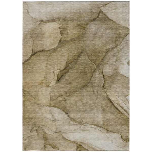 9' X 12' Brown Beige And Taupe Abstract Washable Indoor Outdoor Area Rug
