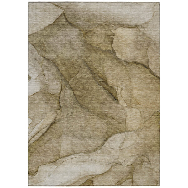 9' X 12' Brown Beige And Taupe Abstract Washable Indoor Outdoor Area Rug