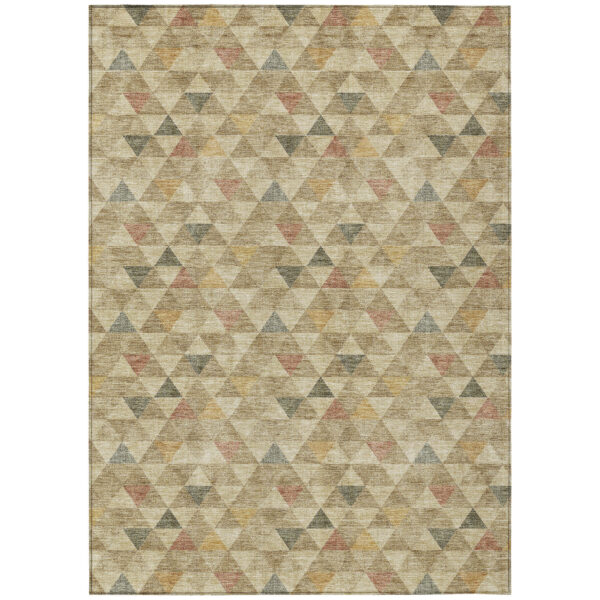 10' X 14' Beige Tan And Taupe Geometric Washable Indoor Outdoor Area Rug