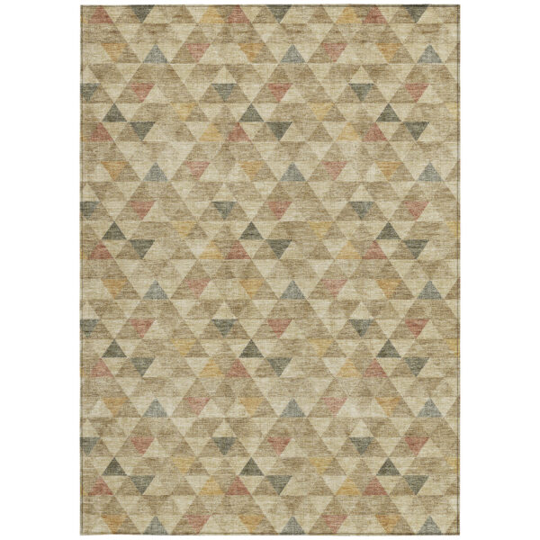 10' X 14' Beige Tan And Taupe Geometric Washable Indoor Outdoor Area Rug