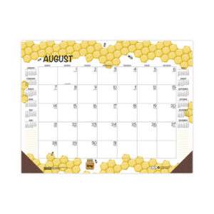 Academic Year Recycled Honeycomb Desk Pad Calendar, 22 x 17, White/Multicolor Sheets, 12-Month (Aug to July): 2024 to 2025