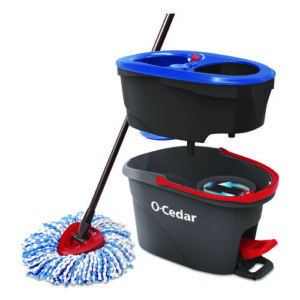 EZWring RinseClean Spin Mop System, Blue/White Microfiber Head, Up to 51" Adjustable Red/Gray Handle