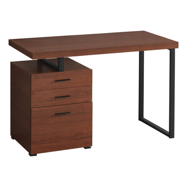 47" Brown and Black Wood and Metal Computer Desk With Three Drawers