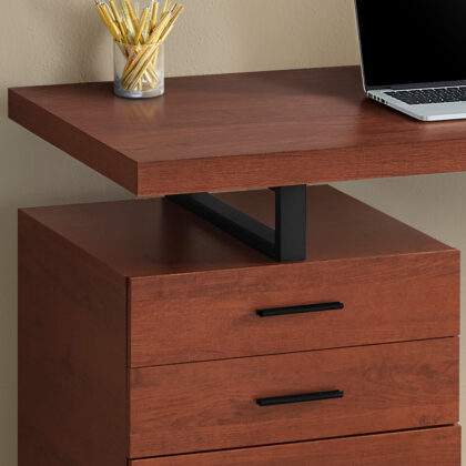 47" Brown and Black Wood and Metal Computer Desk With Three Drawers