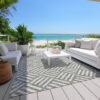 5' X 8' Gray And Ivory Geometric Washable Indoor Outdoor Area Rug