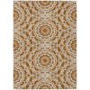 10' X 14' Orange Copper And Beige Floral Medallion Washable Indoor Outdoor Area Rug