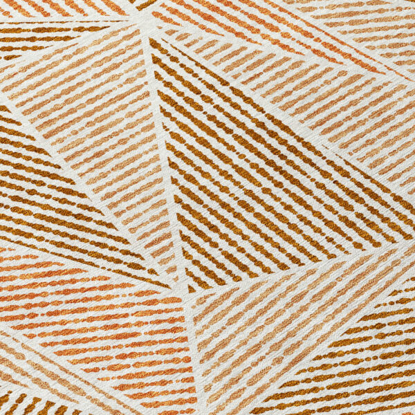 8' Terra Cotta Beige And Salmon Round Geometric Washable Indoor Outdoor Area Rug