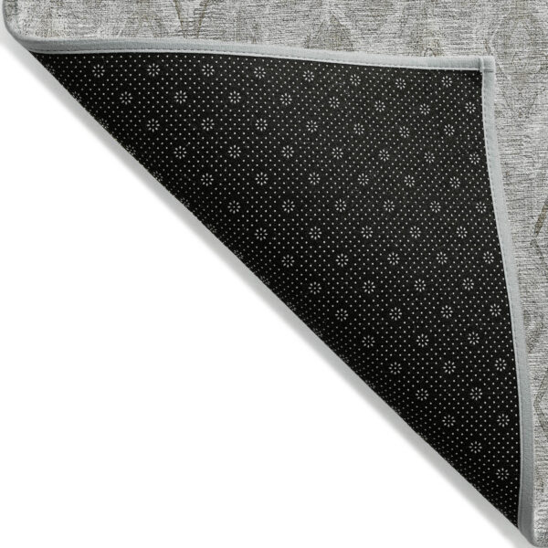 8' X 10' Silver Gray And Pewter Geometric Washable Indoor Outdoor Area Rug