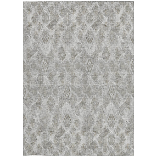 8' X 10' Silver Gray And Pewter Geometric Washable Indoor Outdoor Area Rug