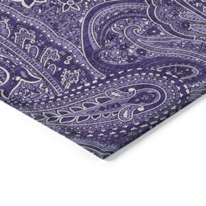 3' X 5' Purple Lavender And Silver Paisley Washable Indoor Outdoor Area Rug