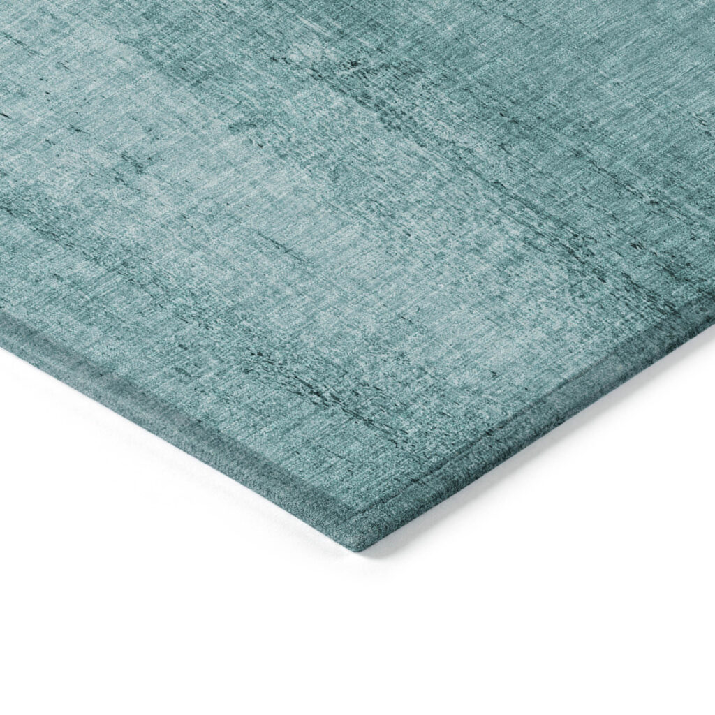 8' X 10' Teal Blue Aqua And Ivory Nautical Washable Indoor Outdoor Area Rug
