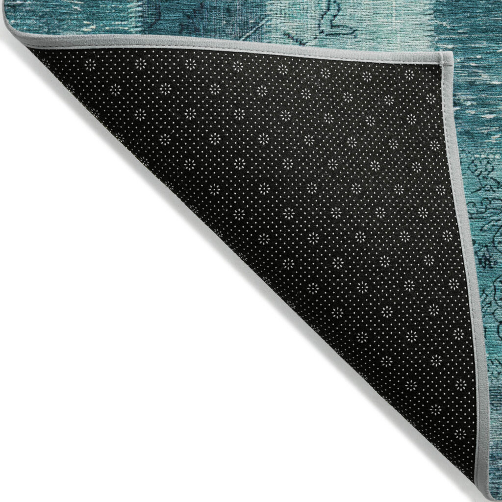 8' X 10' Teal Blue Aqua And Turquoise Patchwork Washable Indoor Outdoor Area Rug