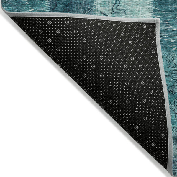 8' X 10' Teal Blue Aqua And Turquoise Patchwork Washable Indoor Outdoor Area Rug