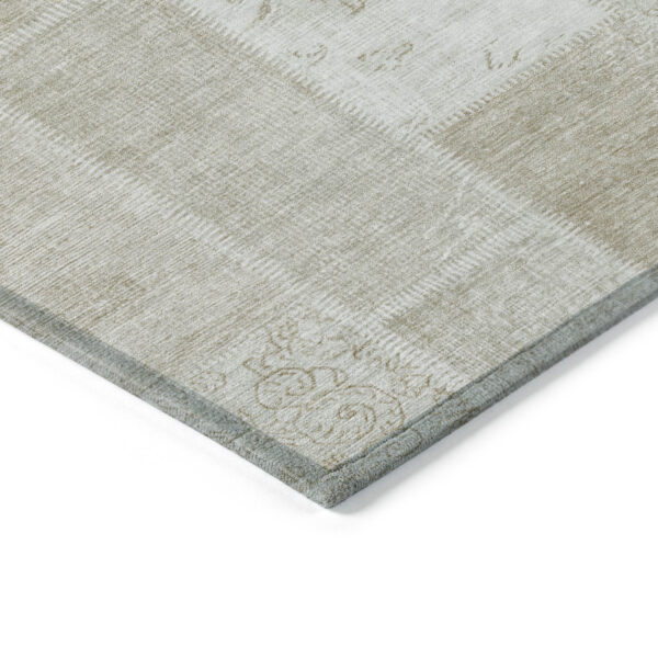 10' X 14' Taupe Beige And Tan Patchwork Washable Indoor Outdoor Area Rug
