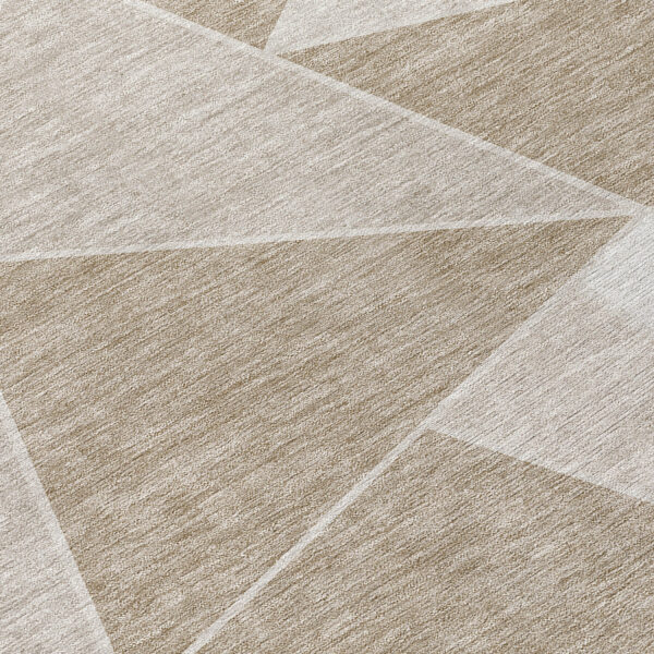 3' X 5' Taupe Brown And Beige Geometric Washable Indoor Outdoor Area Rug