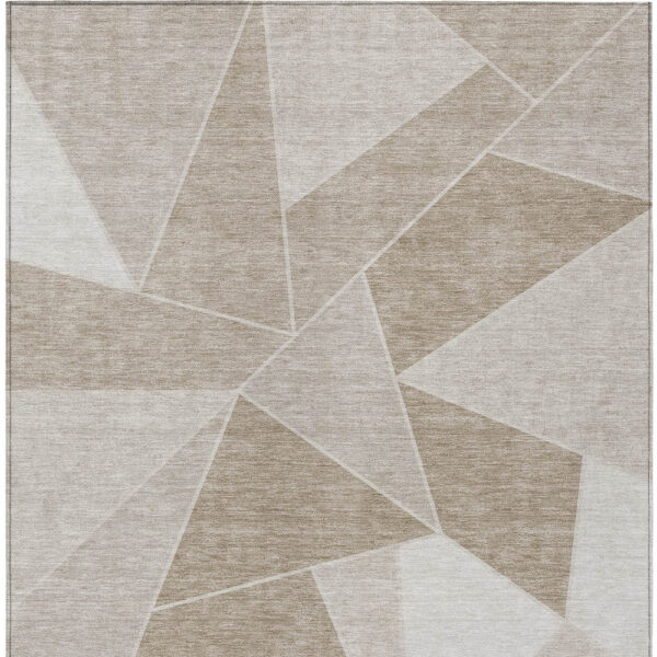 3' X 5' Taupe Brown And Beige Geometric Washable Indoor Outdoor Area Rug
