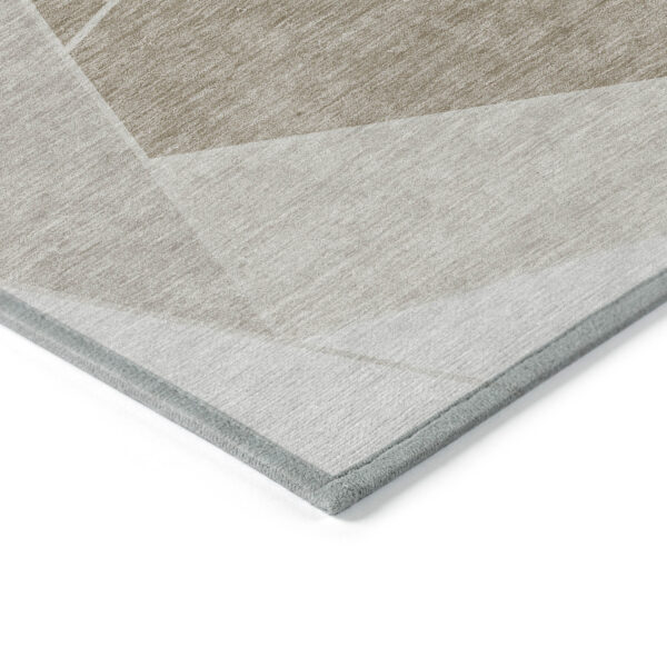 3' X 5' Taupe Brown And Beige Geometric Washable Indoor Outdoor Area Rug