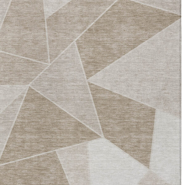 3' X 5' Taupe Brown And Beige Geometric Washable Indoor Outdoor Area Rug