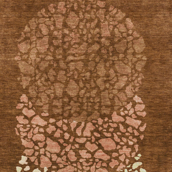 8' X 10' Orange Terra Cotta And Ivory Abstract Washable Indoor Outdoor Area Rug