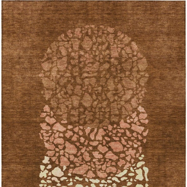8' X 10' Orange Terra Cotta And Ivory Abstract Washable Indoor Outdoor Area Rug