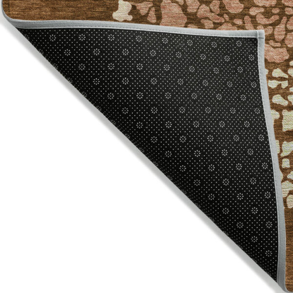 8' X 10' Orange Terra Cotta And Ivory Abstract Washable Indoor Outdoor Area Rug