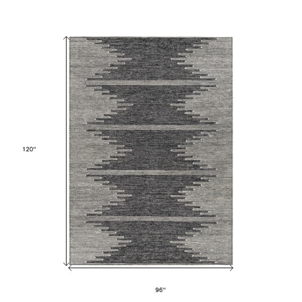8' X 10' Charcoal And Ivory Abstract Washable Indoor Outdoor Area Rug