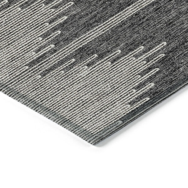 8' X 10' Charcoal And Ivory Abstract Washable Indoor Outdoor Area Rug