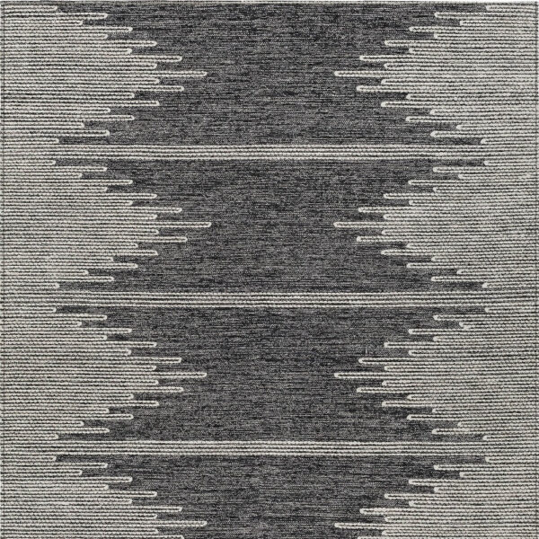 8' X 10' Charcoal And Ivory Abstract Washable Indoor Outdoor Area Rug