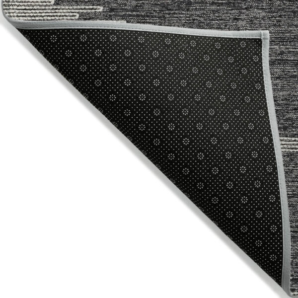 8' X 10' Charcoal And Ivory Abstract Washable Indoor Outdoor Area Rug