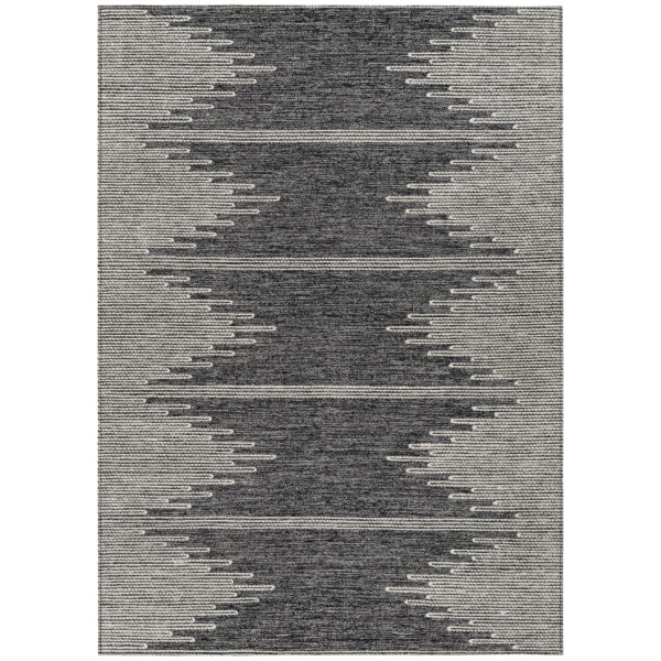 8' X 10' Charcoal And Ivory Abstract Washable Indoor Outdoor Area Rug