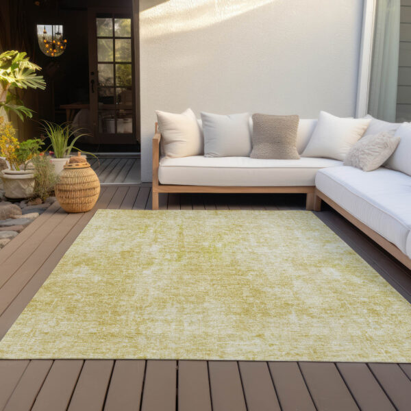 10' X 14' Gold Wheat And Ivory Abstract Washable Indoor Outdoor Area Rug