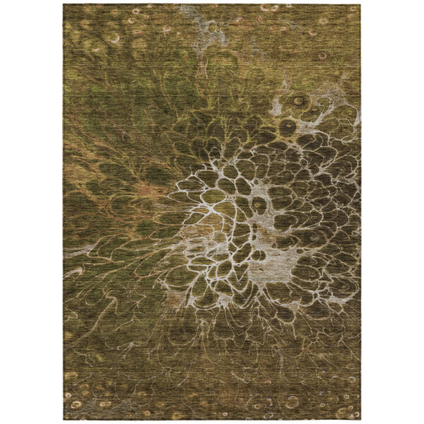 10' X 14' Chocolate And Gray Abstract Washable Indoor Outdoor Area Rug