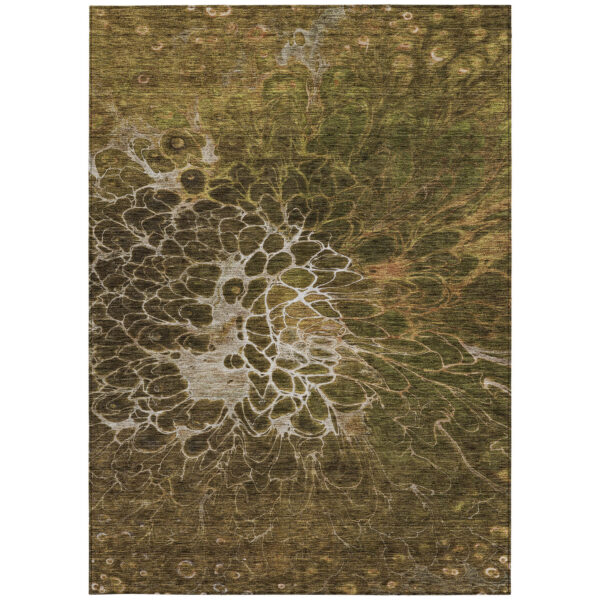 10' X 14' Chocolate And Gray Abstract Washable Indoor Outdoor Area Rug