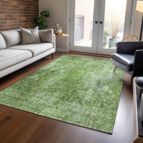 10' X 14' Olive Green And Artichoke Green Abstract Washable Indoor Outdoor Area Rug