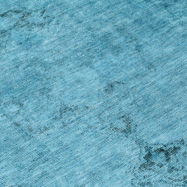 8' Denim Blue And Navy Blue Round Oriental Washable Indoor Outdoor Area Rug