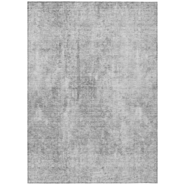 3' X 5' Gray Silver And Charcoal Abstract Washable Indoor Outdoor Area Rug