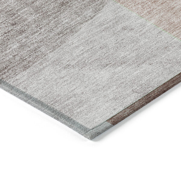 3' X 5' Copper Red And Gray Geometric Washable Indoor Outdoor Area Rug