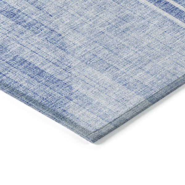 5' X 8' Denim Blue And Sky Blue Geometric Washable Indoor Outdoor Area Rug