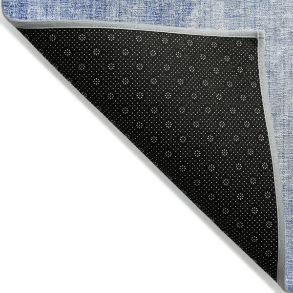 5' X 8' Denim Blue And Sky Blue Geometric Washable Indoor Outdoor Area Rug