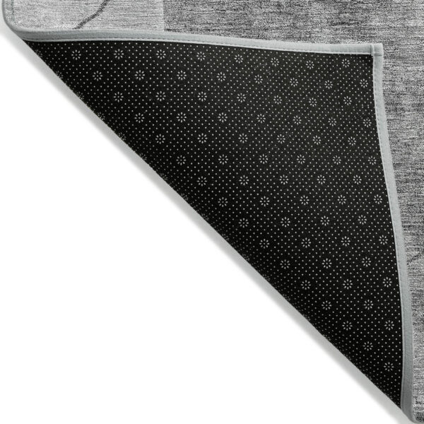 5' X 8' Gray Charcoal And Silver Abstract Washable Indoor Outdoor Area Rug