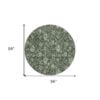 8' Olive Green And Artichoke Green Round Floral Washable Indoor Outdoor Area Rug