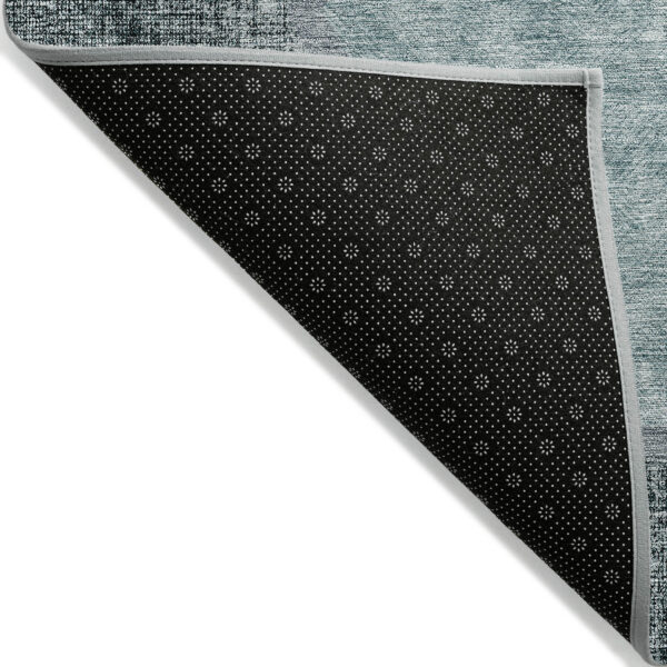 9' X 12' Teal Blue Aqua And Ivory Geometric Washable Indoor Outdoor Area Rug