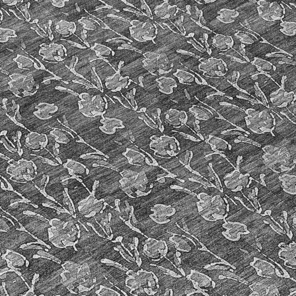8' Gray Charcoal And Silver Round Floral Washable Indoor Outdoor Area Rug
