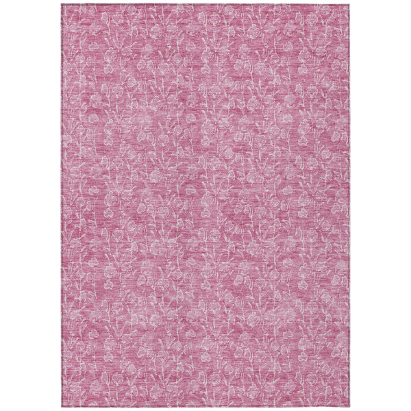 5' X 8' Blush And Ivory Floral Washable Indoor Outdoor Area Rug