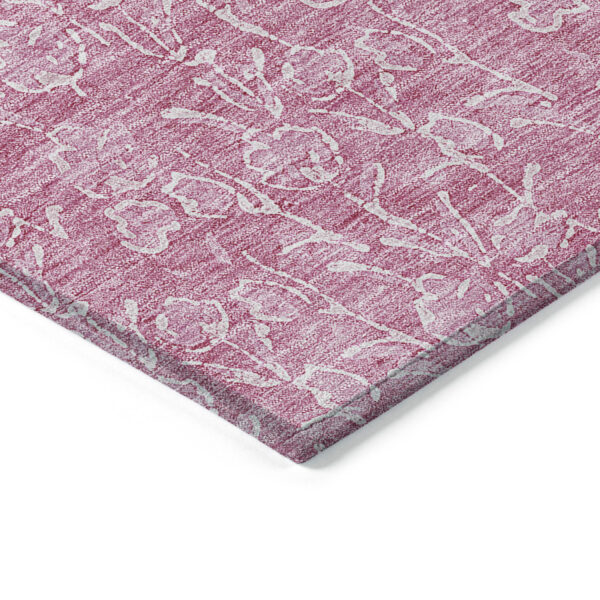 5' X 8' Blush And Ivory Floral Washable Indoor Outdoor Area Rug