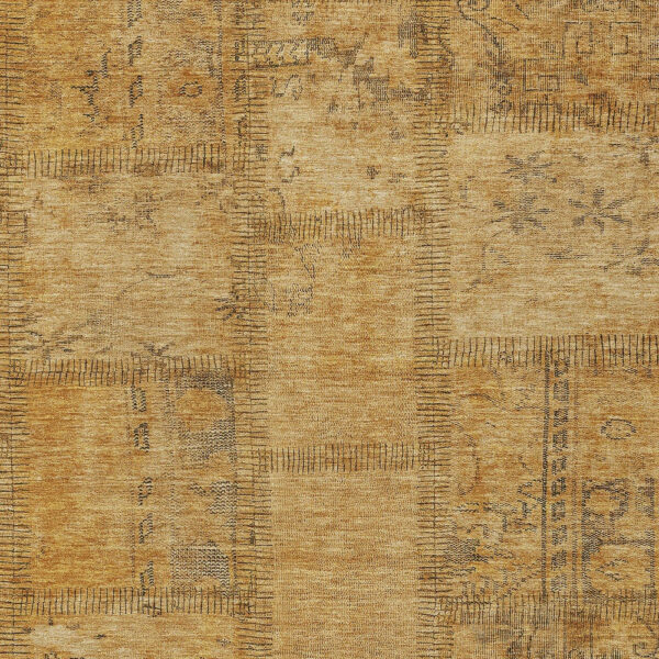 5' X 8' Peach Gray And Charcoal Patchwork Washable Indoor Outdoor Area Rug