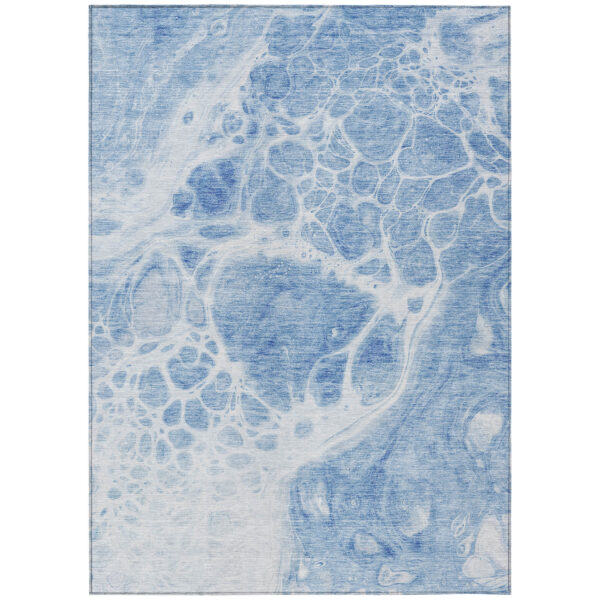 10' X 14' Sky Blue And Denim Blue Nautical Washable Indoor Outdoor Area Rug