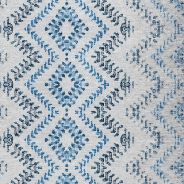 3' X 5' Navy Blue And Denim Blue Geometric Washable Indoor Outdoor Area Rug
